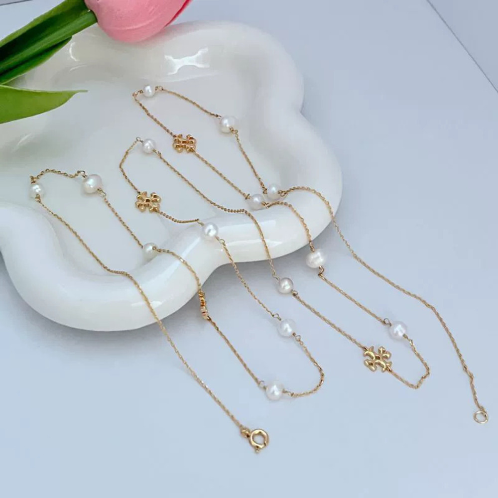Tory Burch Freshwater Pearl Letter Necklace